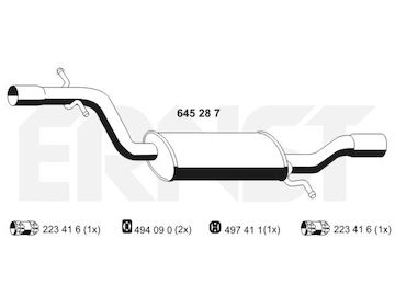 Střední tlumič výfuku ERNST 645287