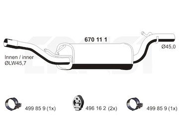 Střední tlumič výfuku ERNST 670111