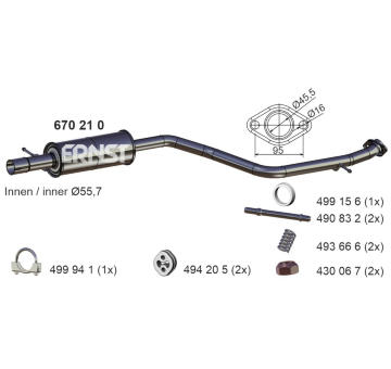 Stredni tlumic vyfuku ERNST 670210