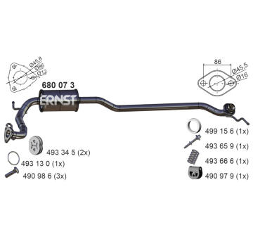 Střední tlumič výfuku ERNST 680073