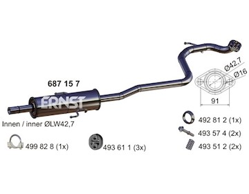 Střední tlumič výfuku ERNST 687157