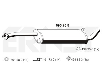 Střední tlumič výfuku ERNST 695268