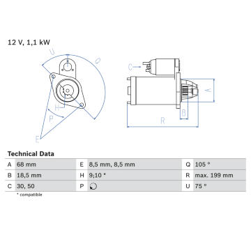 Startér BOSCH 0 986 020 870