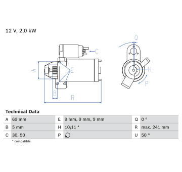 Startér BOSCH 0 986 022 670
