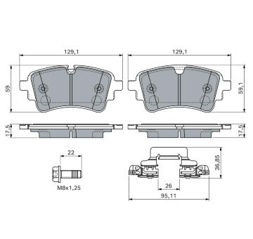 Sada brzdových destiček, kotoučová brzda BOSCH 0 986 460 174