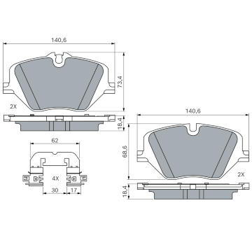 Sada brzdových destiček, kotoučová brzda BOSCH 0 986 460 279