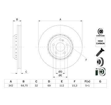 Brzdový kotouč BOSCH 0 986 479 G35