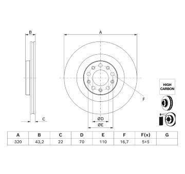 Brzdový kotúč BOSCH 0 986 479 J43