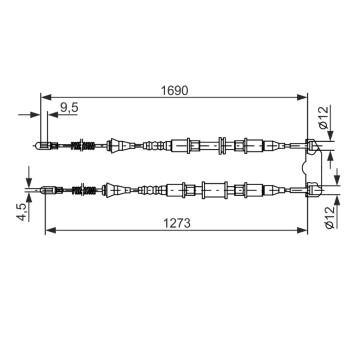 Tažné lanko, parkovací brzda BOSCH 1 987 477 129