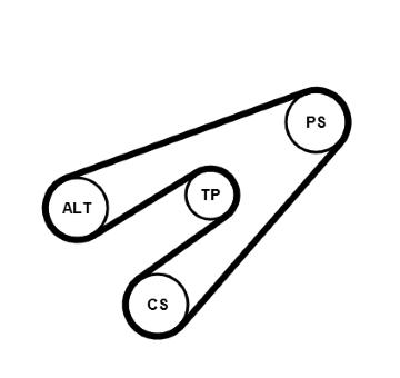 Sada žebrovaných klínových řemenů CONTINENTAL CTAM 6PK1244K3