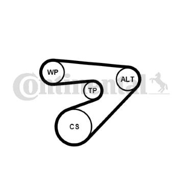 Sada žebrovaných klínových řemenů CONTINENTAL CTAM 6PK1453K2
