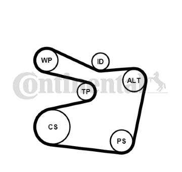 Vodní pumpa + klínový žebrový řemen CONTINENTAL CTAM 6PK1555WP2