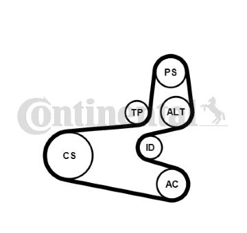 Sada zebrovanych klinovych remenu CONTINENTAL CTAM 6PK1560K1