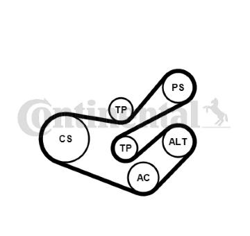 Sada žebrovaných klínových řemenů CONTINENTAL CTAM 6PK1750K3