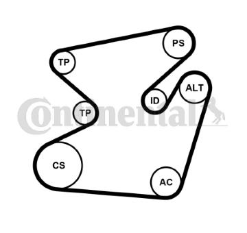 Sada zebrovanych klinovych remenu CONTINENTAL CTAM 6PK1950K1