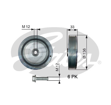 remenice, klikovy hridel GATES TVD1008A