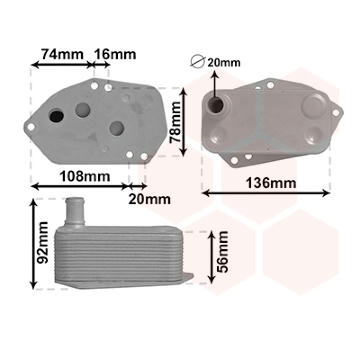 Olejový chladič, motorový olej VAN WEZEL 02013701