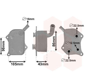 Olejový chladič, motorový olej VAN WEZEL 03003414