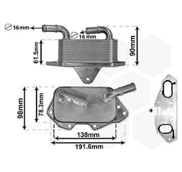 Olejový chladič, motorový olej VAN WEZEL 03013703