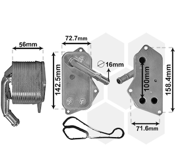 Olejový chladič, motorový olej VAN WEZEL 06013701
