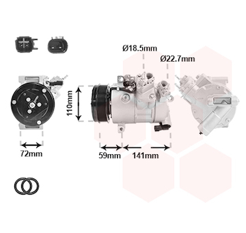 Kompresor, klimatizace VAN WEZEL 1801K729
