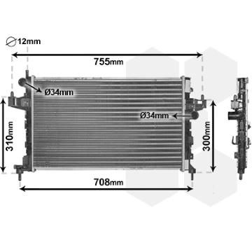 Chladič, chlazení motoru VAN WEZEL 37002380