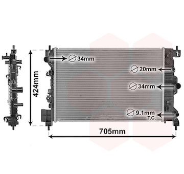 Chladič, chlazení motoru VAN WEZEL 37002666