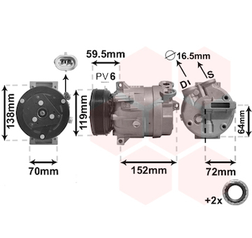 Kompresor, klimatizace VAN WEZEL 3700K279