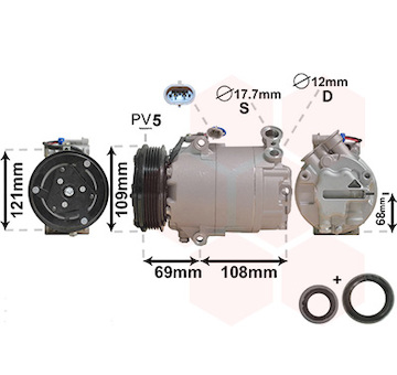 Kompresor, klimatizace VAN WEZEL 3700K317