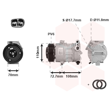 Kompresor, klimatizace VAN WEZEL 3700K419