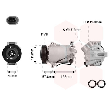 Kompresor, klimatizace VAN WEZEL 3700K496