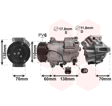 Kompresor, klimatizace VAN WEZEL 3700K607