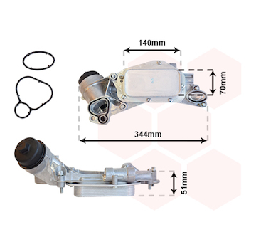 Olejový chladič, motorový olej VAN WEZEL 37013684