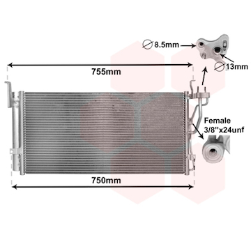 Kondenzátor, klimatizace VAN WEZEL 83005210