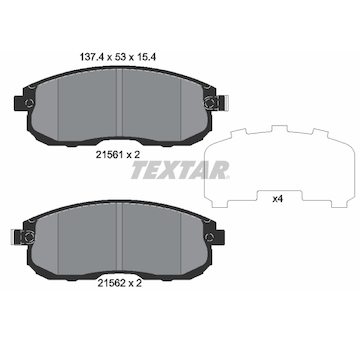 Sada brzdových destiček, kotoučová brzda Textar 2156203