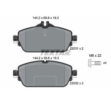 Sada brzdových destiček, kotoučová brzda TEXTAR 2203102