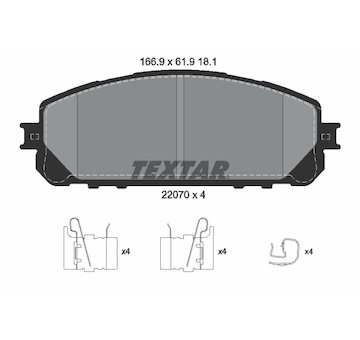 Sada brzdových destiček, kotoučová brzda TEXTAR 2207001