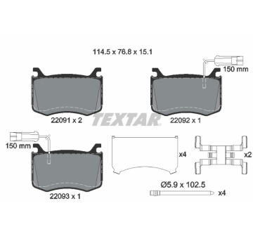 Sada brzdových destiček, kotoučová brzda TEXTAR 2209101