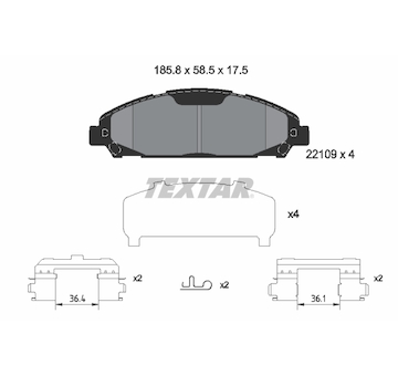 Sada brzdových destiček, kotoučová brzda TEXTAR 2210901