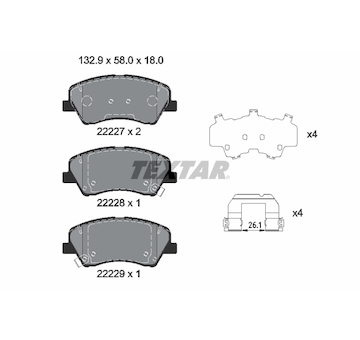 Sada brzdových destiček, kotoučová brzda TEXTAR 2222701
