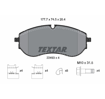 Sada brzdových destiček, kotoučová brzda TEXTAR 2249301