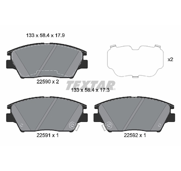 Sada brzdových destiček, kotoučová brzda TEXTAR 2259001