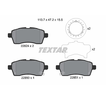 Sada brzdových destiček, kotoučová brzda TEXTAR 2282401