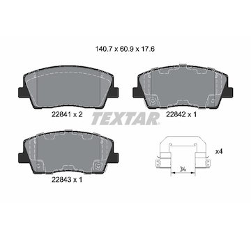 Sada brzdových destiček, kotoučová brzda TEXTAR 2284101