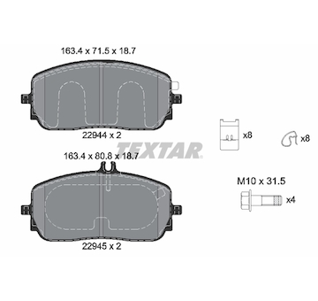 Sada brzdových destiček, kotoučová brzda TEXTAR 2294401