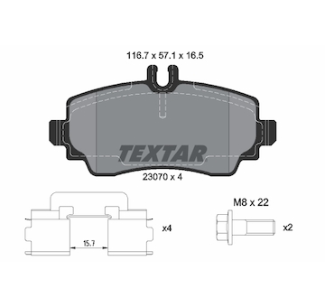 Sada brzdových destiček, kotoučová brzda TEXTAR 2307003