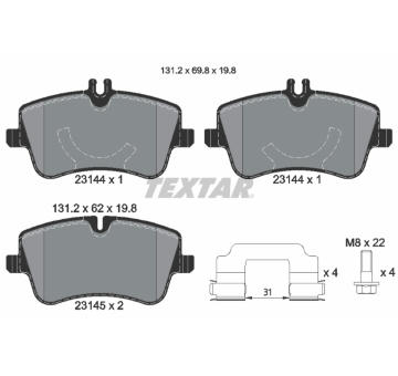 Sada brzdových destiček, kotoučová brzda TEXTAR 2314481