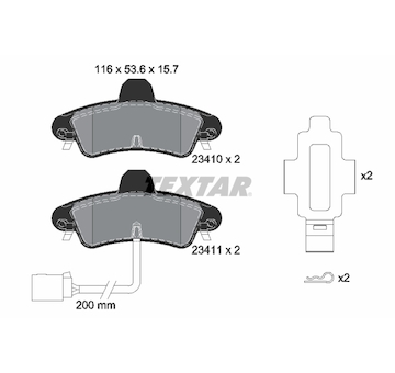 Sada brzdových destiček, kotoučová brzda TEXTAR 2341008