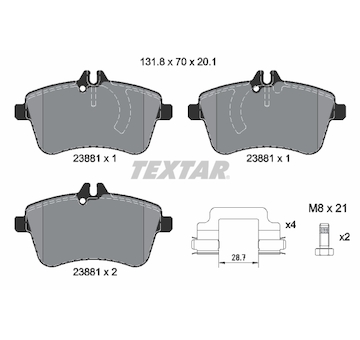 Sada brzdových destiček, kotoučová brzda TEXTAR 2388101