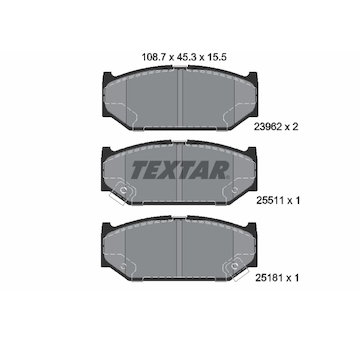 Sada brzdových destiček, kotoučová brzda Textar 2396201